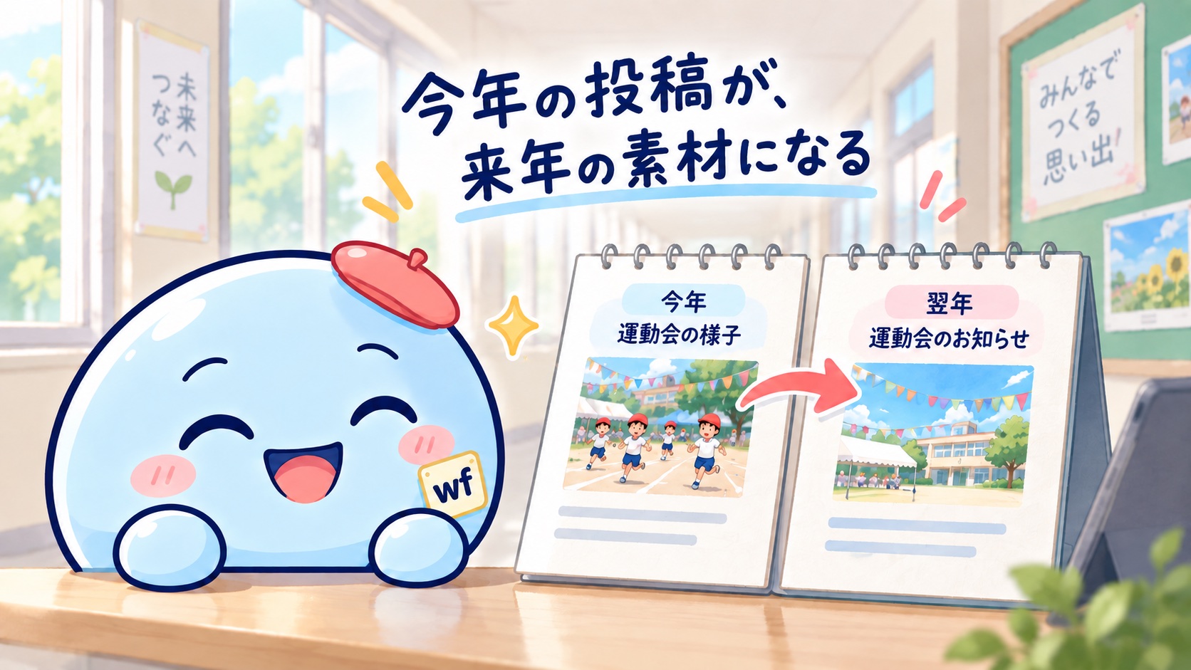 今年のイベント投稿を翌年の告知素材へ活用するイメージ